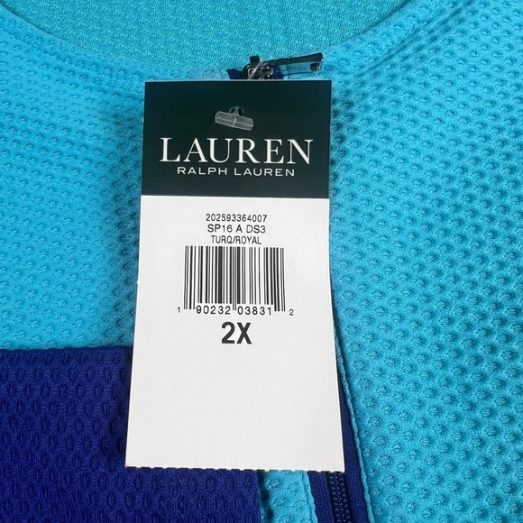 NWT Lauren Ralph Lauren Women 2X Plus Active 1/4 Zip Top Turquoise Blue SP16 - Picture 4 of 9